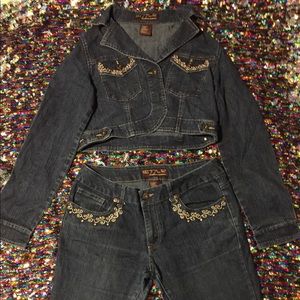 Sizzle Denim Crop Jacket and Jeans Set